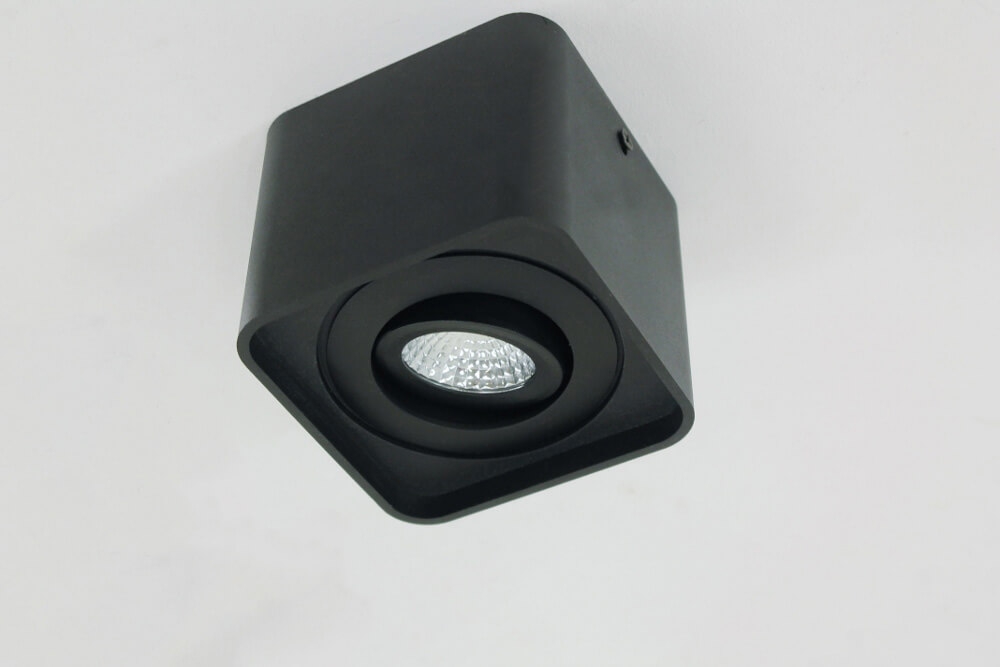 Kantelbare WarmGlow LED opbouwspot FLAT FIX waterdicht | Zwart