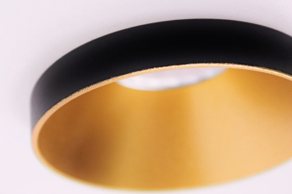 Ronde inbouwspot zwart met goud CLICK&FIX licht verdiept | 8,2 cm