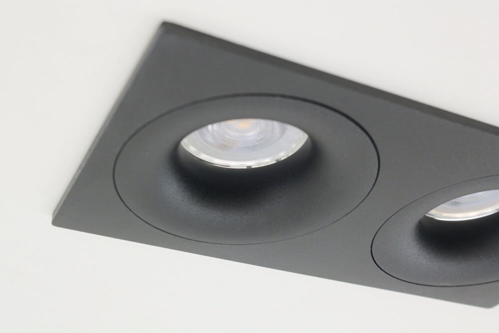 Zwarte 2-voudige inbouwspot CLICK&FIX licht verdiept | 10 x 19,5 cm