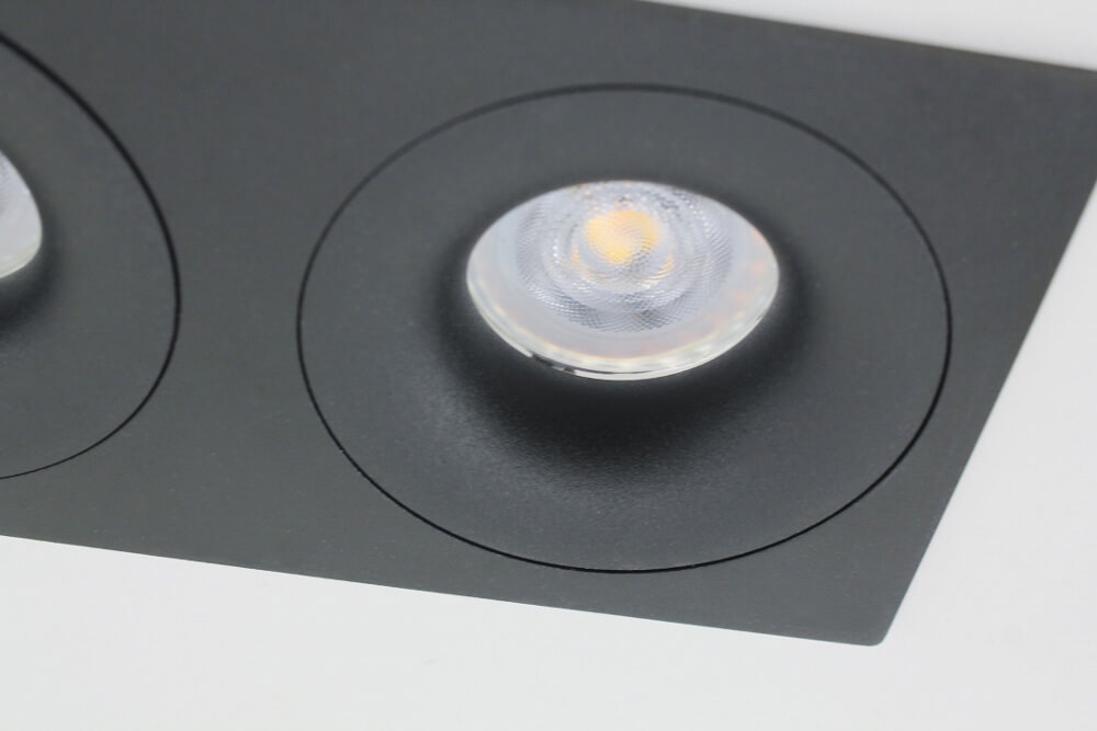 Zwarte 2-voudige inbouwspot CLICK&FIX licht verdiept | 10 x 19,5 cm