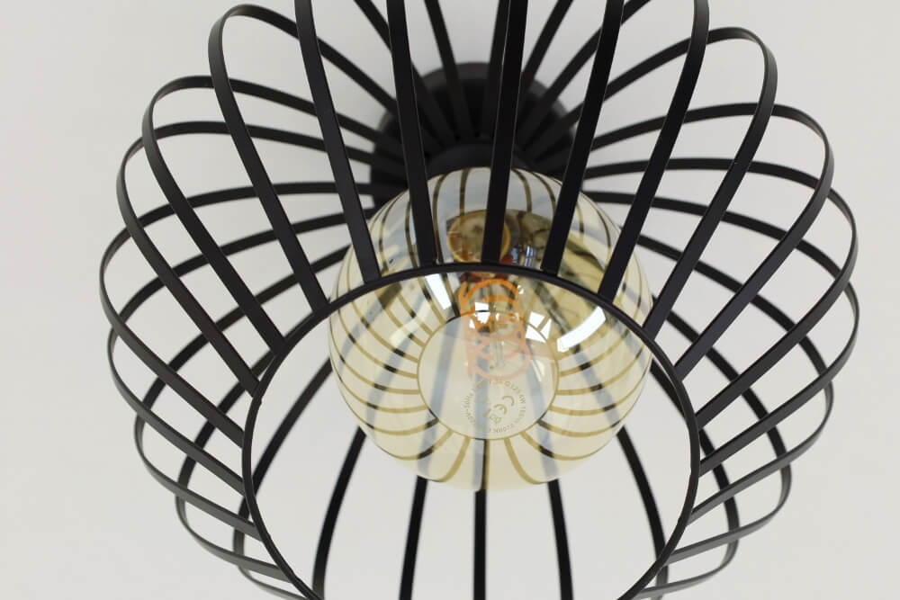 Sierlijke draad plafondlamp APPLE zwart | Ø 30 cm