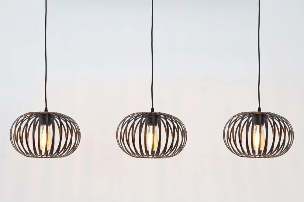 Sierlijke draad hanglamp BOLERO zwart | 3x Ø 30 cm