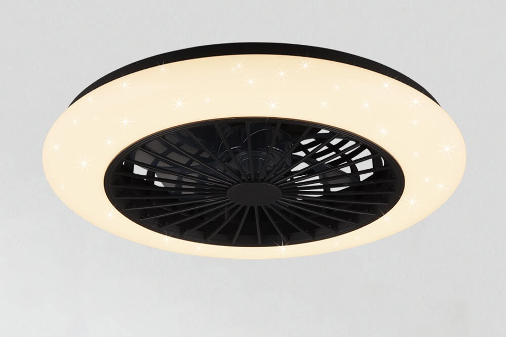 Plafondventilator STARLIGHT zwart &Oslash; 50 cm met lamp | Kleur instelbaar en 3 snelheden