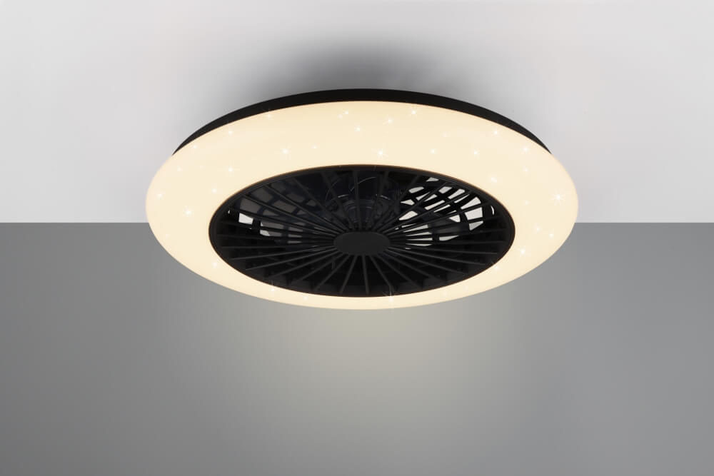 Plafondventilator STARLIGHT zwart &Oslash; 50 cm met lamp | Kleur instelbaar en 3 snelheden