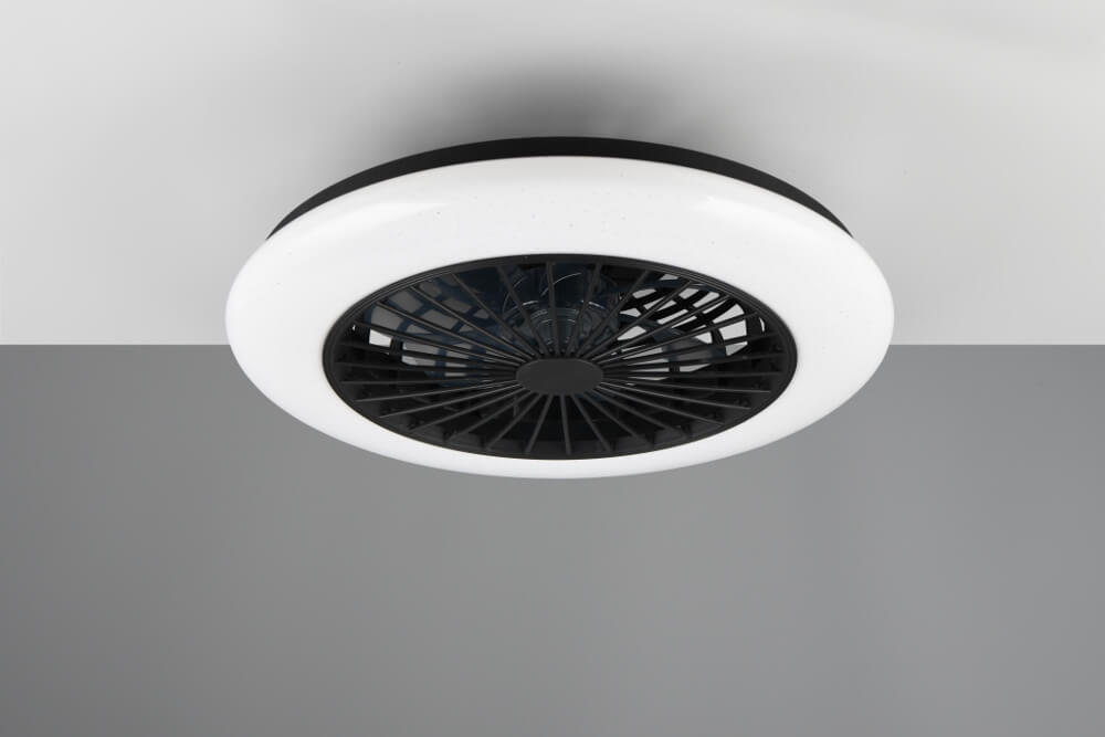 Plafondventilator STARLIGHT zwart &Oslash; 50 cm met lamp | Kleur instelbaar en 3 snelheden