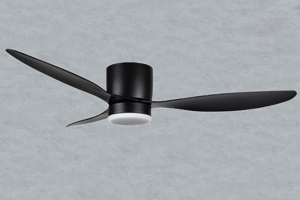 Stille zwarte plafondventilator HOUSTON met LED | 3 bladen met afstandsbediening
