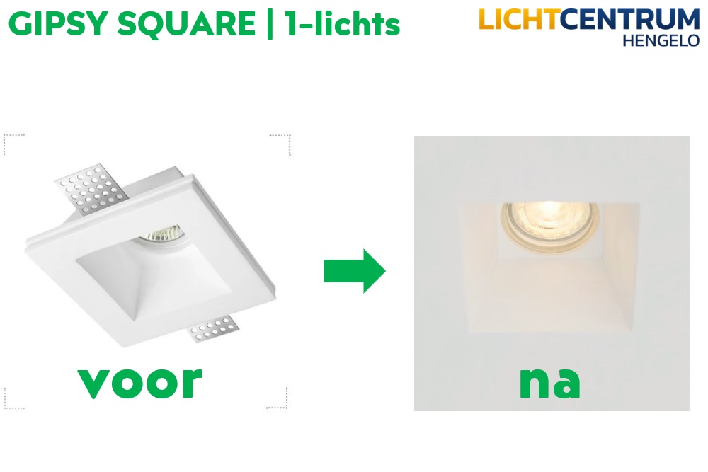Trimless inbouwspot GIPSY SQUARE 1-lichts | Overschilderbaar