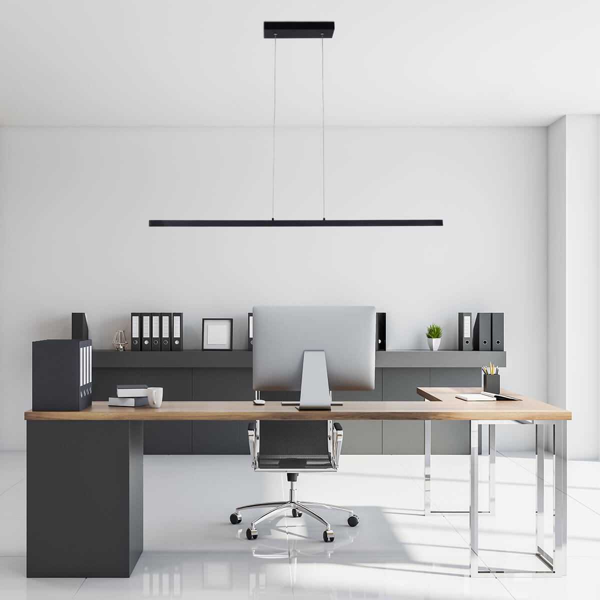 Strakke moderne design hanglamp DEXE LED | Zwart 114 cm