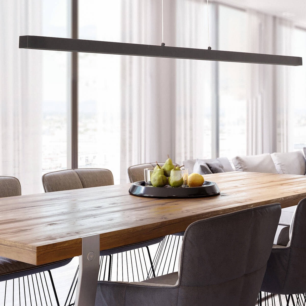 Strakke moderne design hanglamp DEXE LED | Zwart 114 cm