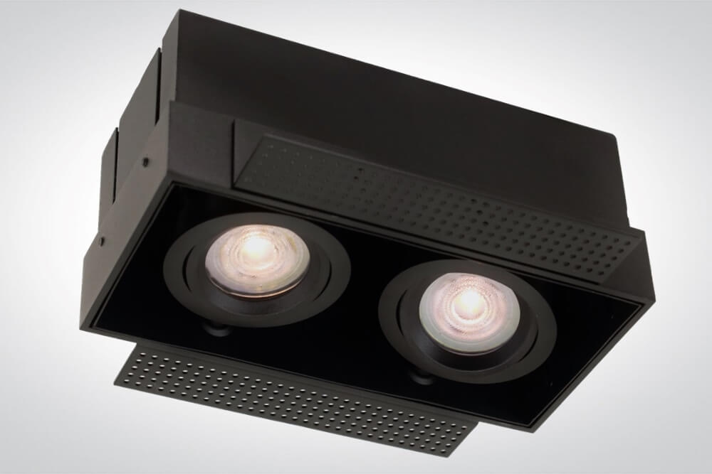 Zwarte inbouwspot TRIMLESS DOUBLE GU10 | verstelbare stucrand