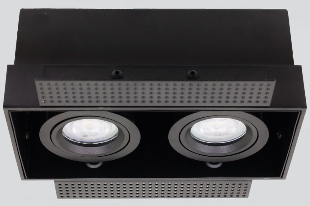 Zwarte inbouwspot TRIMLESS DOUBLE GU10 | verstelbare stucrand