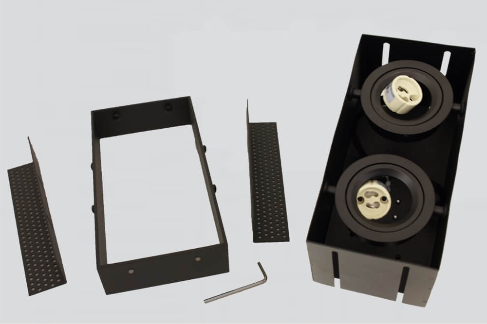 Zwarte inbouwspot TRIMLESS DOUBLE GU10 | verstelbare stucrand