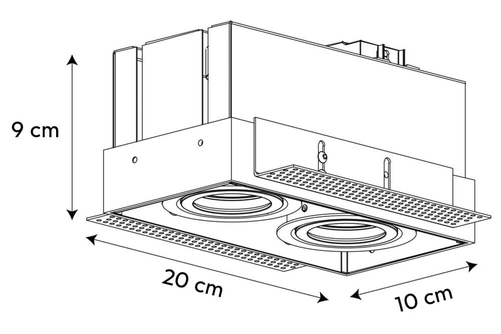Zwarte inbouwspot TRIMLESS DOUBLE GU10 | verstelbare stucrand