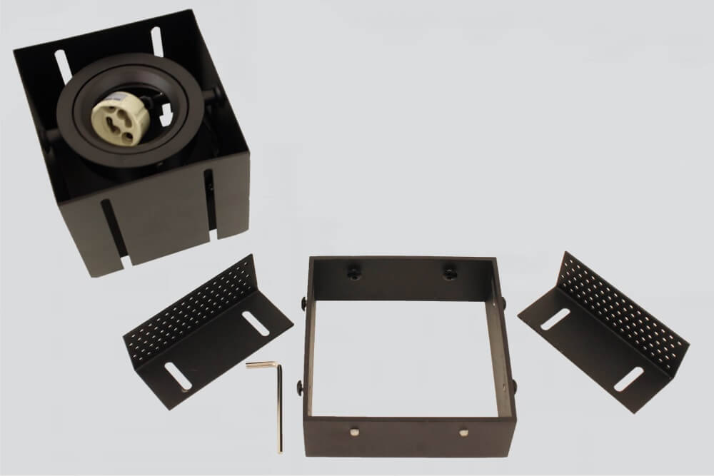 Zwarte inbouwspot TRIMLESS SINGLE GU10 | verstelbare stucrand