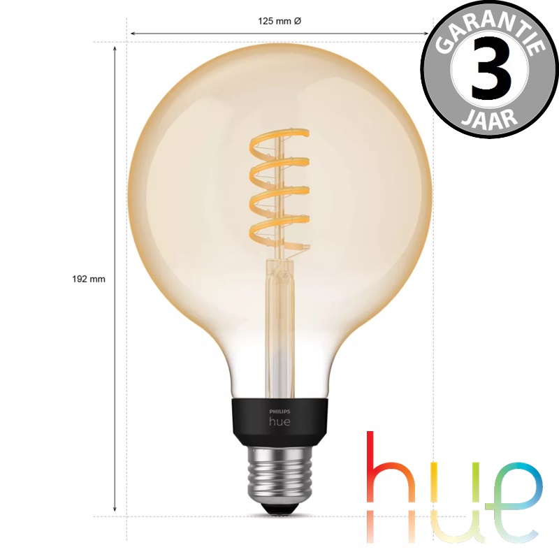 Philips Hue White Ambiance Filament kooldraadlamp E27 | Globe 125mm