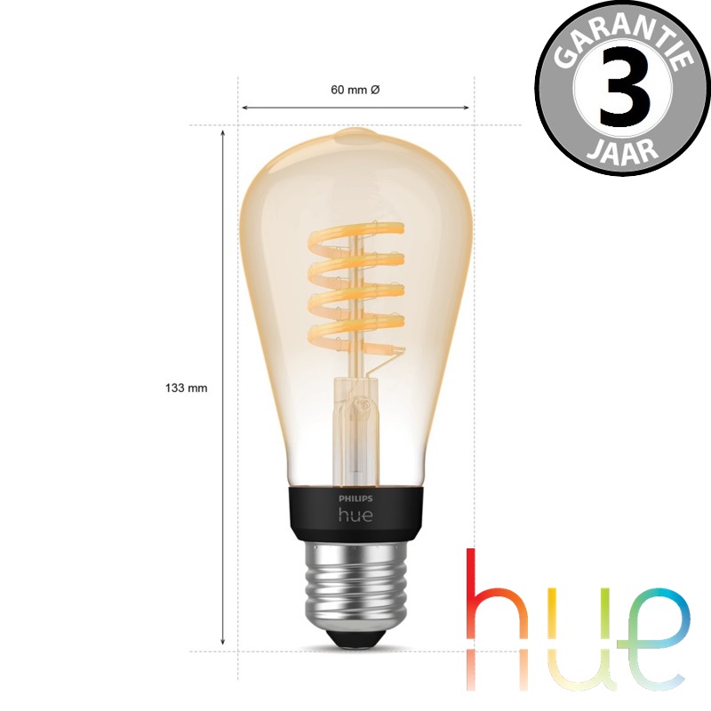 Philips Hue White Ambiance Filament kooldraadlamp E27 | Rustika Edison