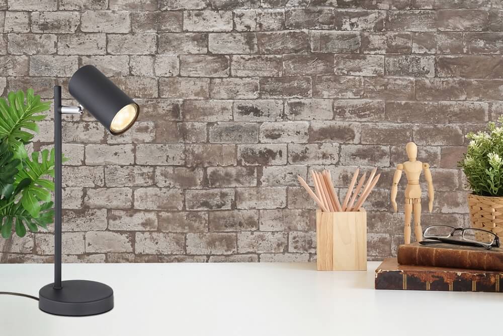 Strak vormgegeven tafellamp / bureaulamp CILINDRA | Zwart