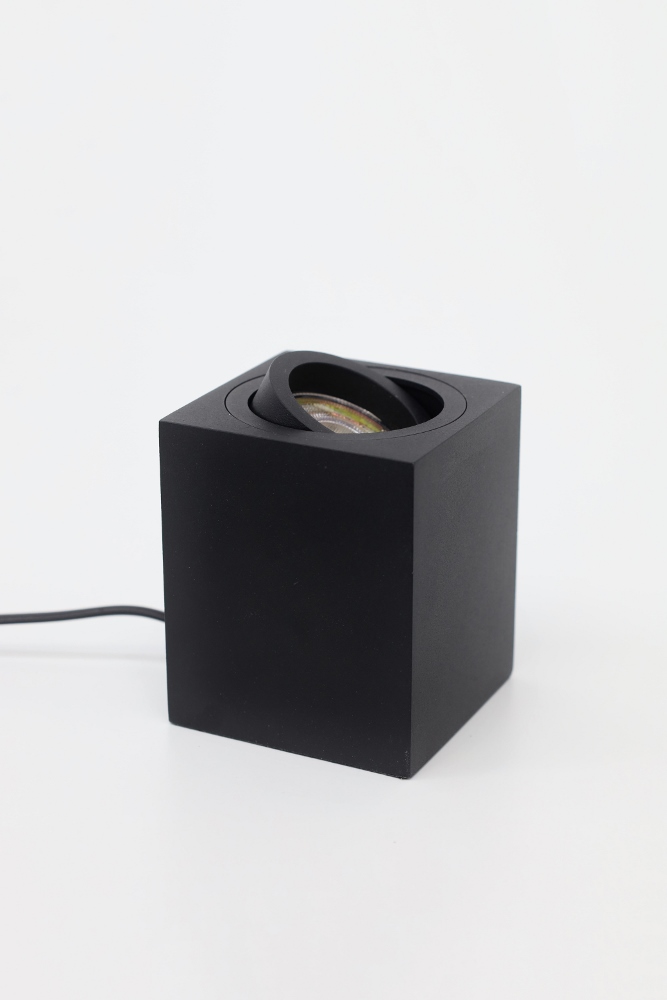 Kantelbare tafellamp REBEL XS 8 cm met schakelaar | Zwart vierkant
