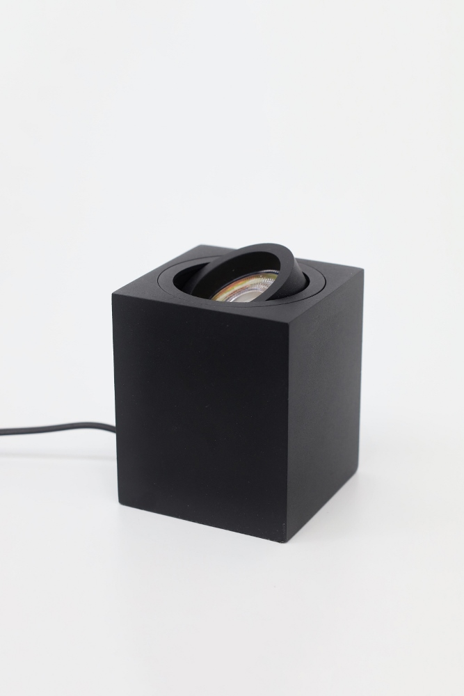 Kantelbare tafellamp REBEL XS 8 cm met schakelaar | Zwart vierkant