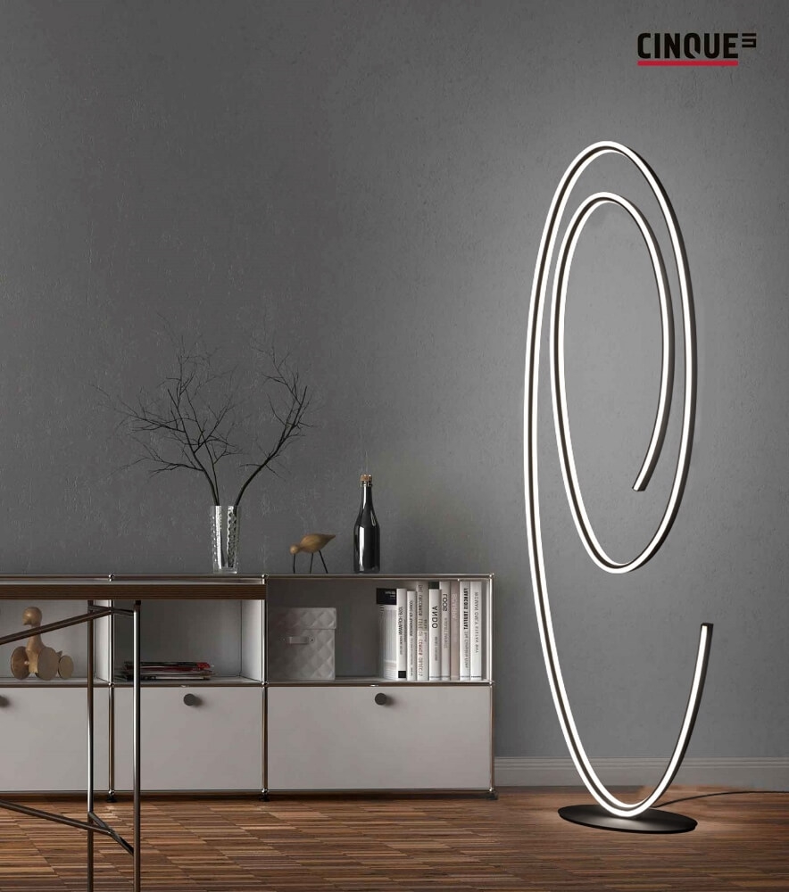 Cinque stijlvolle design vloerlamp CIOLA 175 cm | Mat zwart