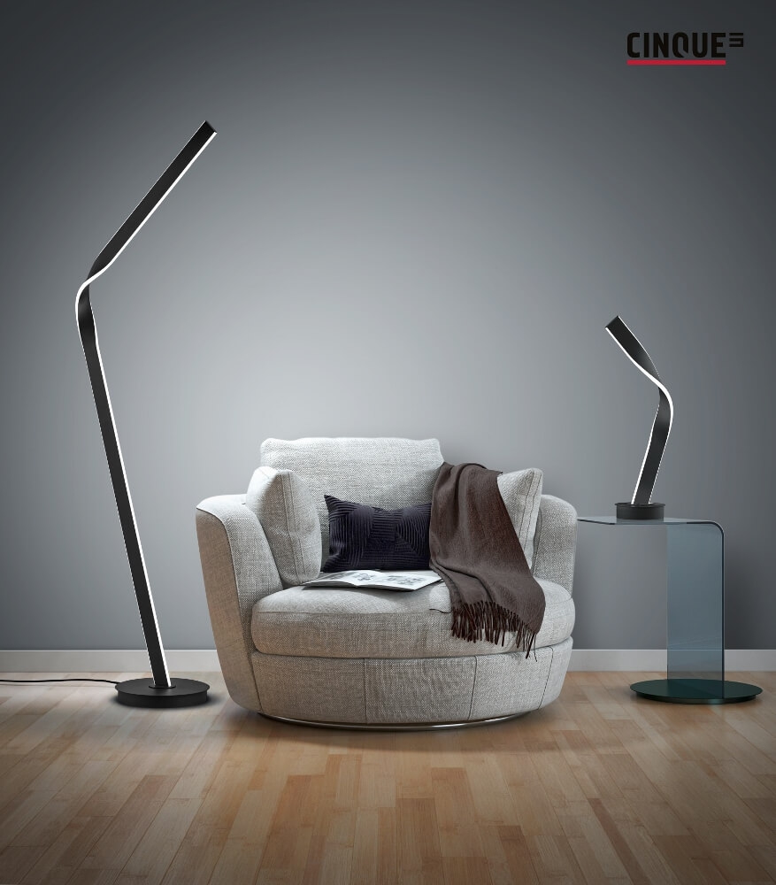 Cinque stijlvolle design vloerlamp CICENZA 181 cm | Mat zwart