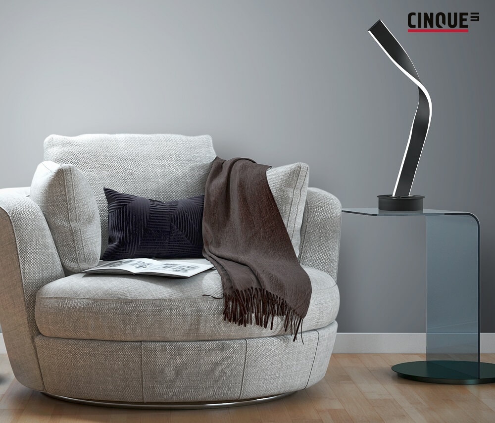 Cinque stijlvolle design tafellamp CICENZA 64 cm | Mat zwart