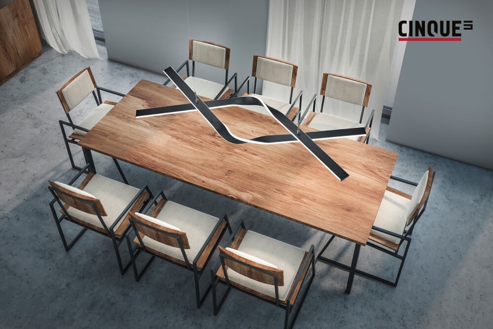 Cinque stijlvolle design hanglamp CICENZA 127 cm | Mat zwart