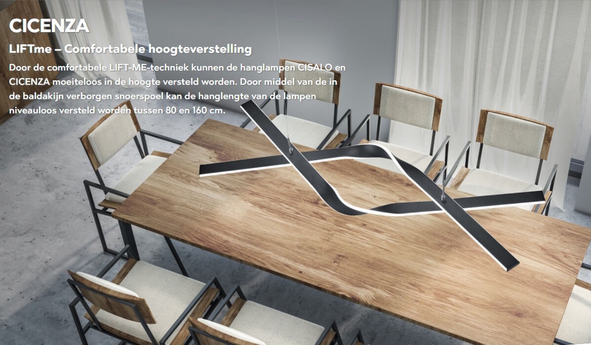 Cinque stijlvolle design hanglamp CICENZA 127 cm | Mat zwart