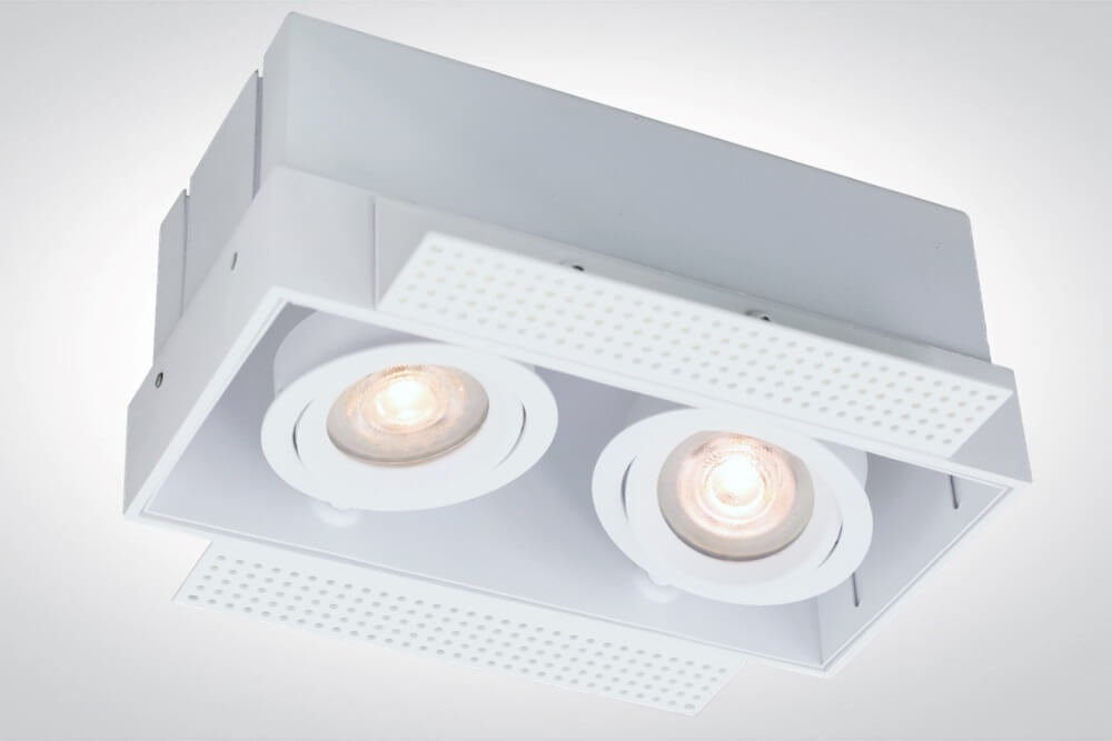 Witte inbouwspot TRIMLESS DOUBLE GU10 | verstelbare stucrand