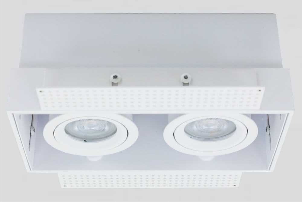 Witte inbouwspot TRIMLESS DOUBLE GU10 | verstelbare stucrand