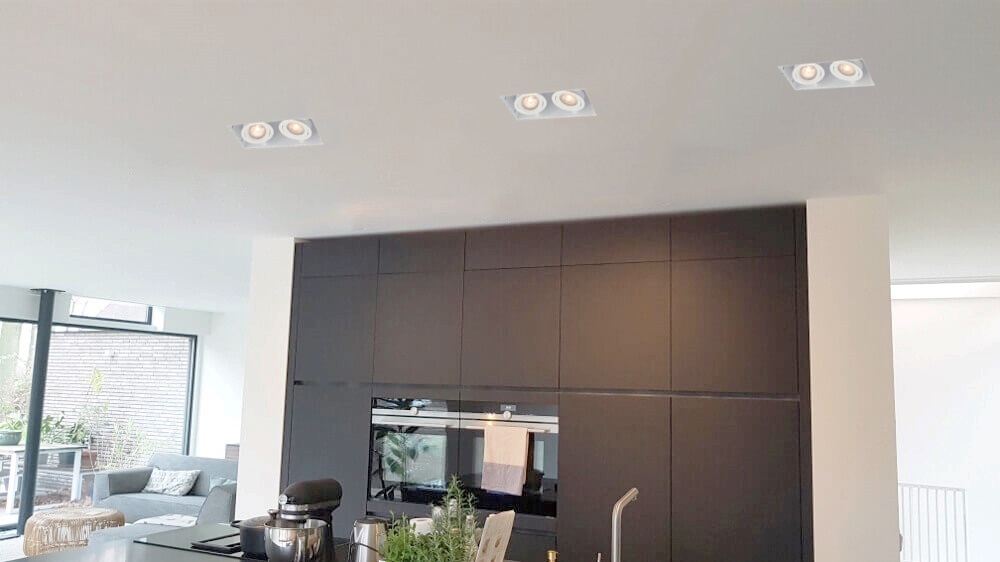 Witte inbouwspot TRIMLESS DOUBLE GU10 | verstelbare stucrand