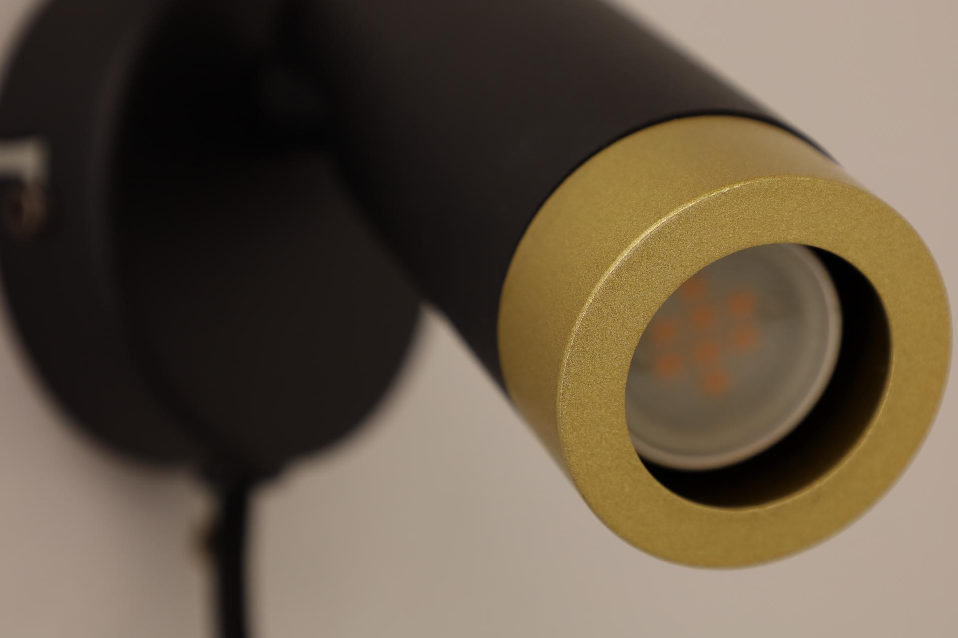 Strakke kokervormige MILLER wandlamp | Zwart Goud