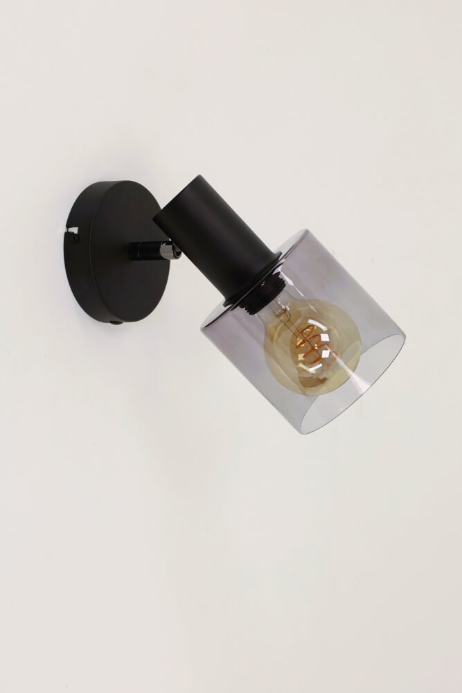 Wandlamp YAMAS | Smoke glas Ø 12 cm