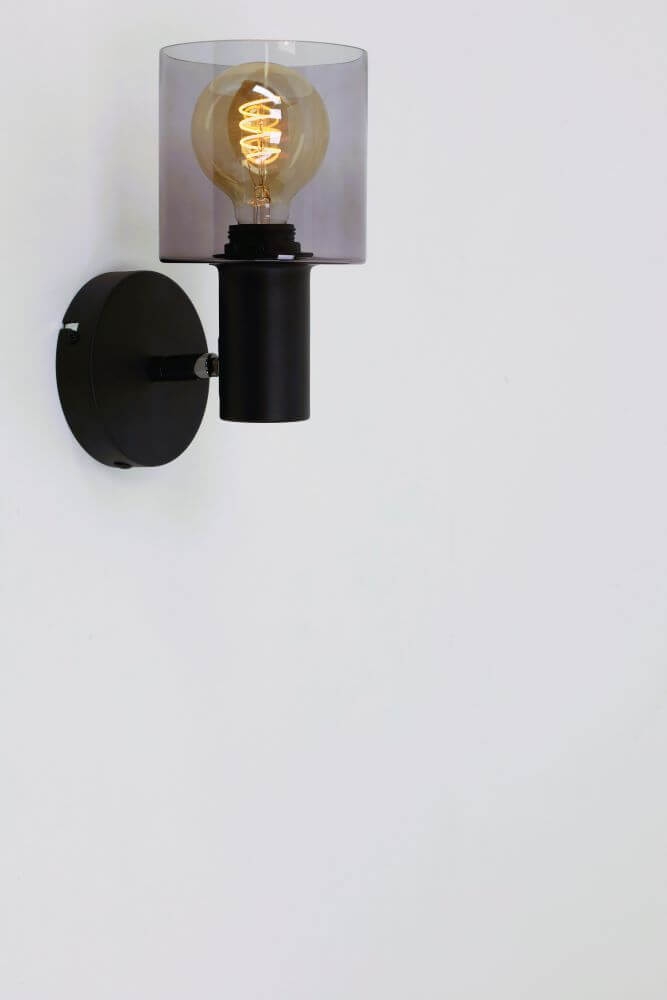 Wandlamp YAMAS | Smoke glas Ø 12 cm