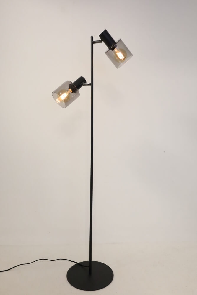 Vloerlamp YAMAS 2-lichts | Smoke glas Ø 12 cm