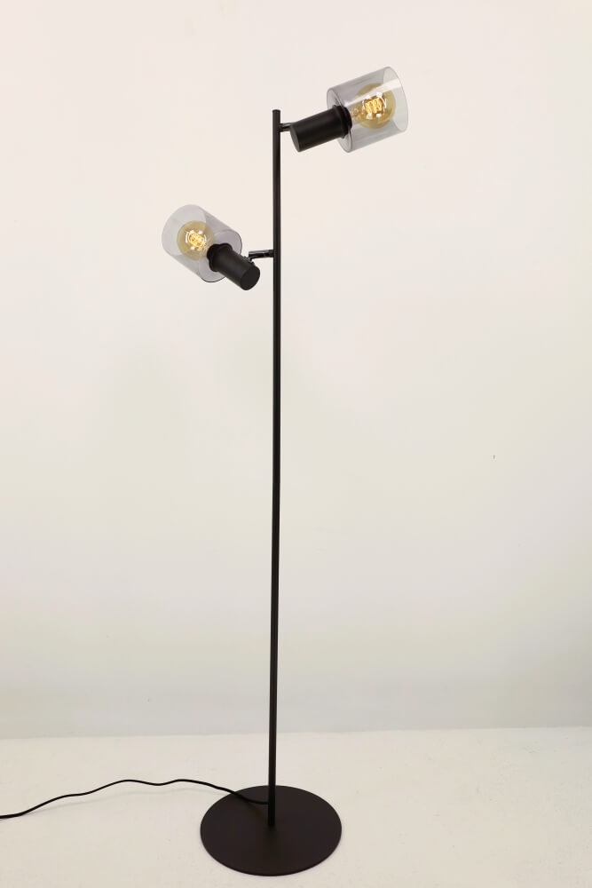 Vloerlamp YAMAS 2-lichts | Smoke glas Ø 12 cm