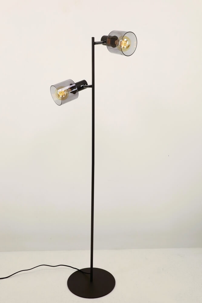 Vloerlamp YAMAS 2-lichts | Smoke glas Ø 12 cm