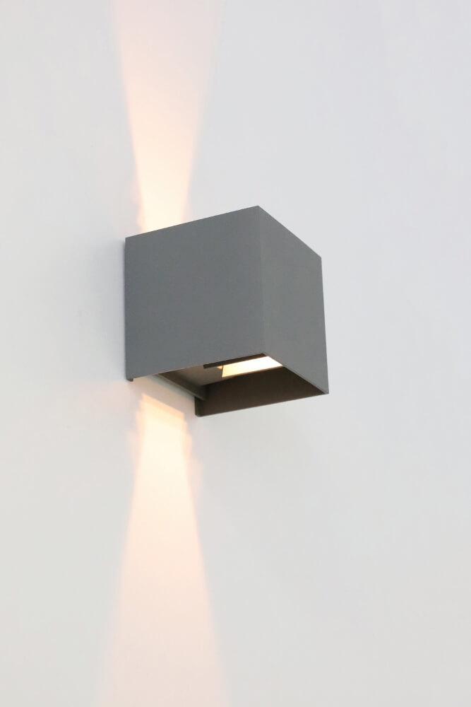 Vierkante LED buitenlamp / wandlamp ARRIGO WarmGlow dimbaar | Grijs