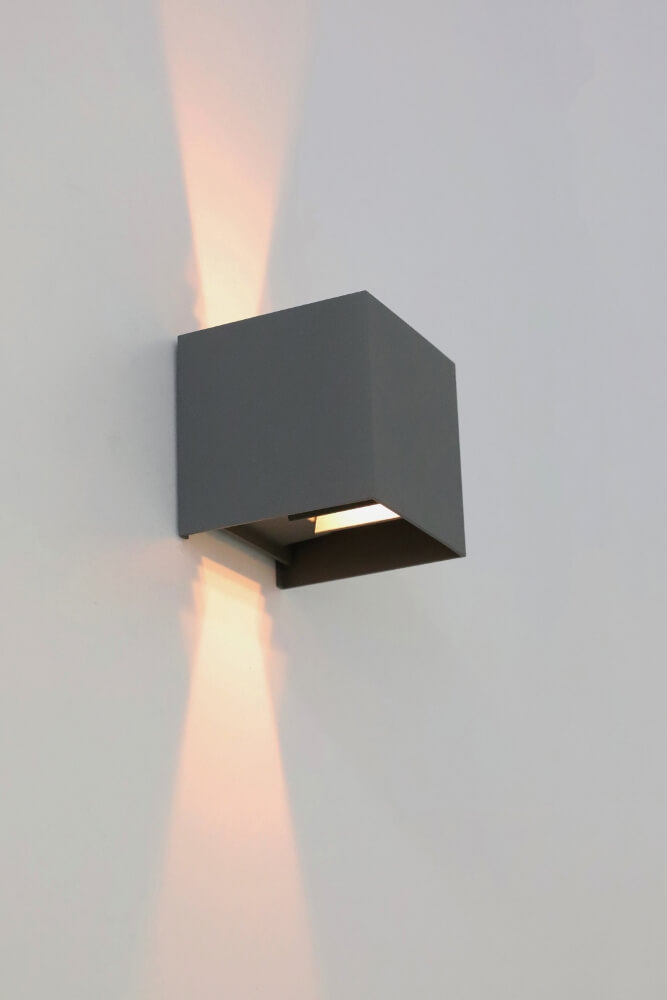 Vierkante LED buitenlamp / wandlamp ARRIGO WarmGlow dimbaar | Grijs