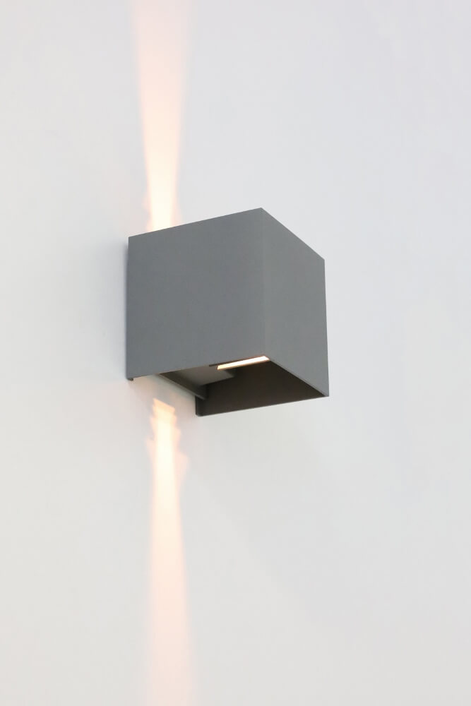 Vierkante LED buitenlamp / wandlamp ARRIGO WarmGlow dimbaar | Grijs