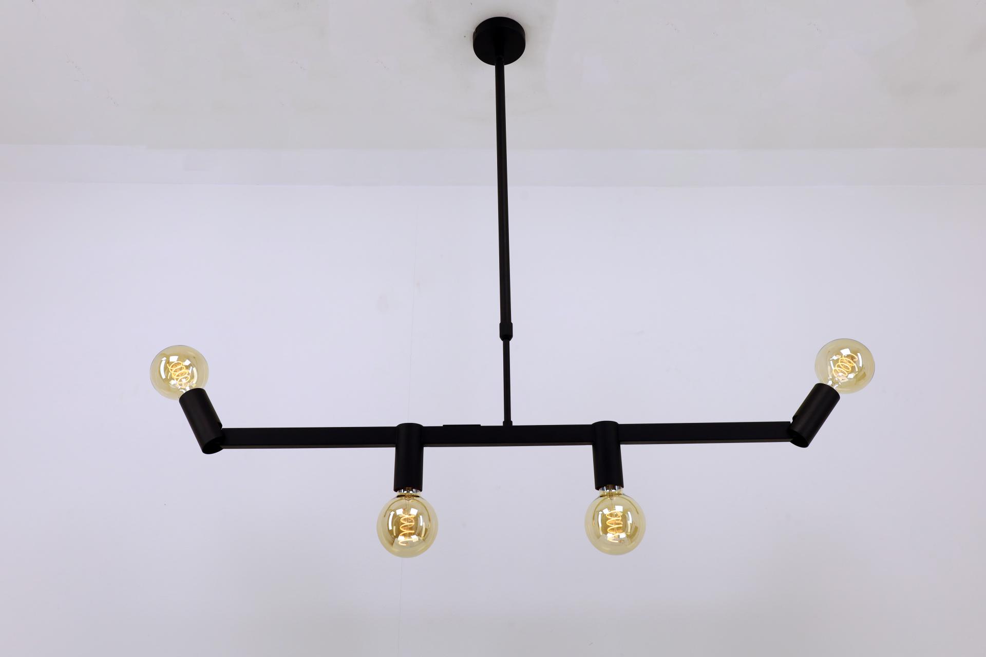 Strakke flexibele kokervormige MILLER 4-Lichts hanglamp | Zwart Goud