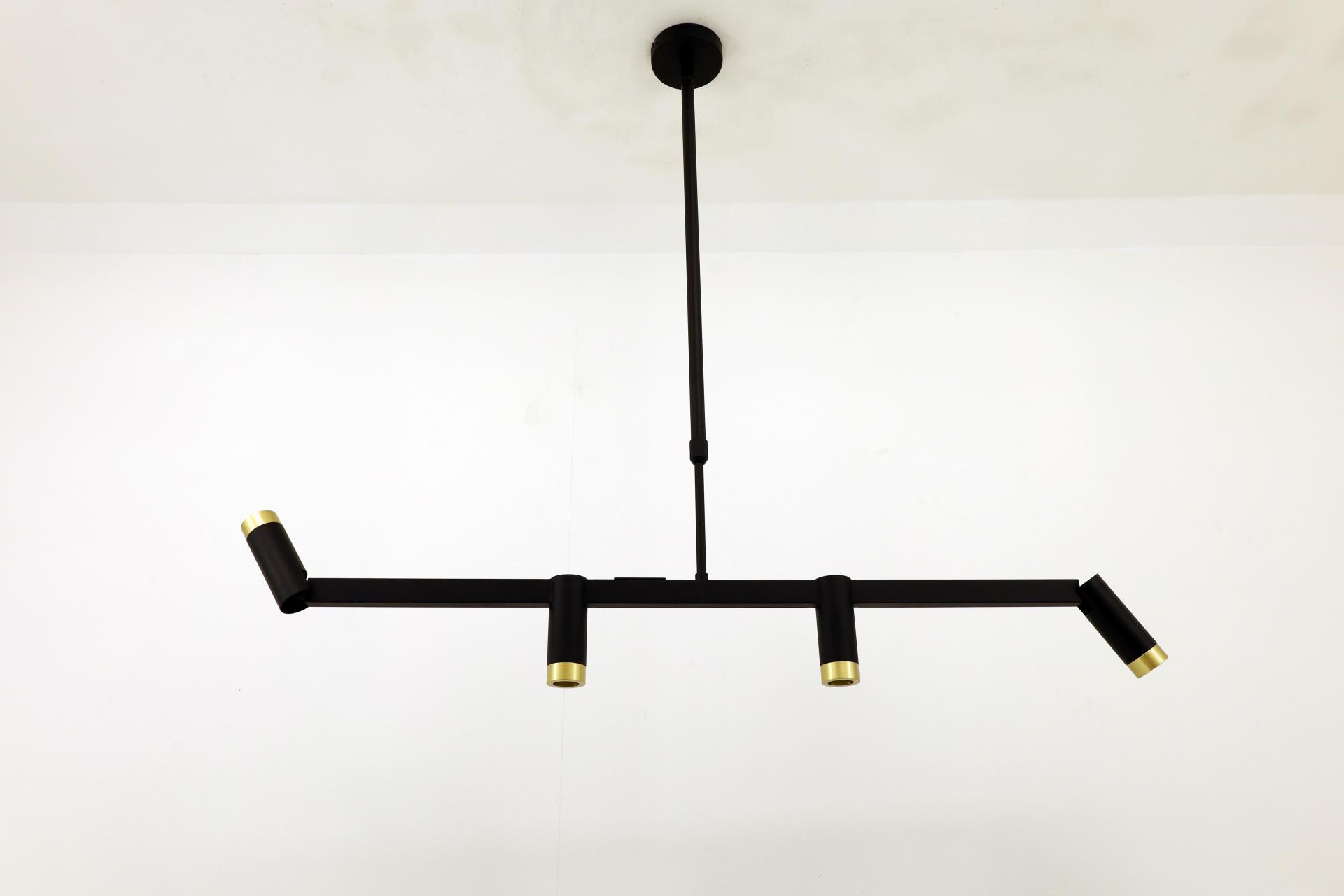 Strakke flexibele kokervormige MILLER 4-Lichts hanglamp | Zwart Goud
