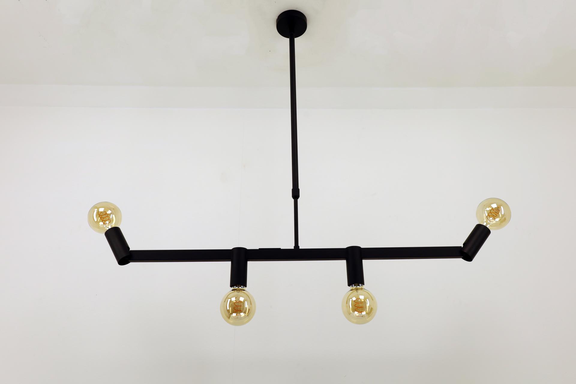 Strakke flexibele kokervormige MILLER 4-Lichts hanglamp | Zwart Goud