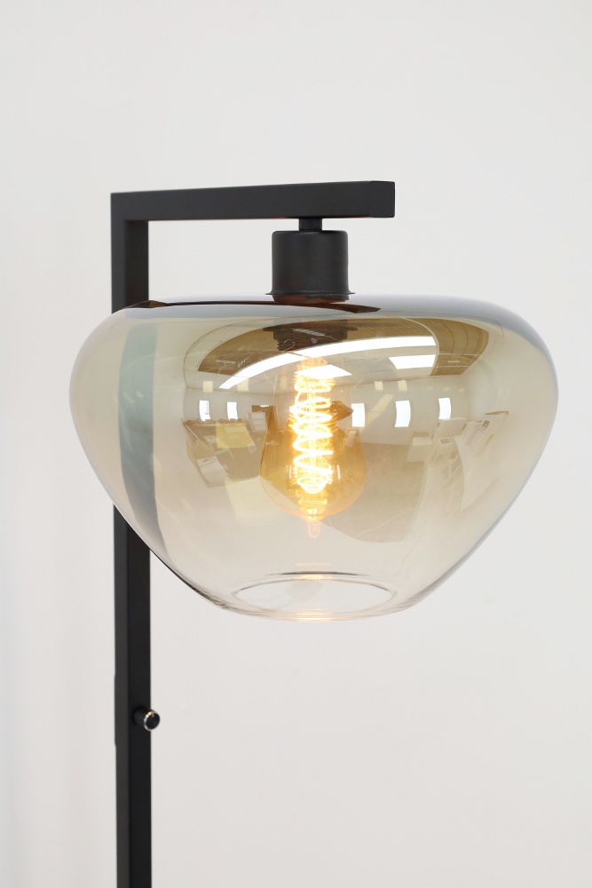 Strakke vloerlamp STANG inclusief glas GENUA | Zwart / Amber