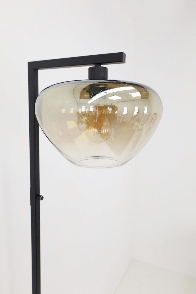 Strakke vloerlamp STANG inclusief glas GENUA | Zwart / Amber