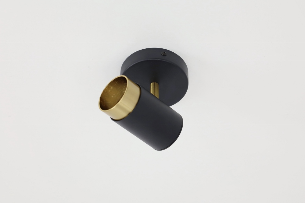 Elegante 1-lichts opbouwspot CAREGA rond | Zwart / Goud