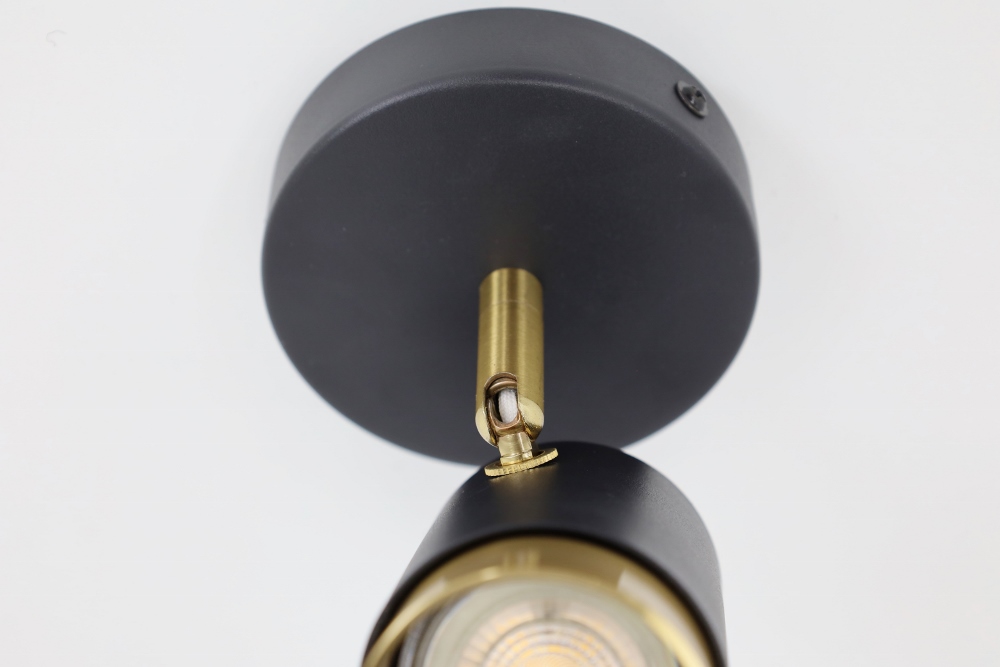 Elegante 1-lichts opbouwspot CAREGA rond | Zwart / Goud