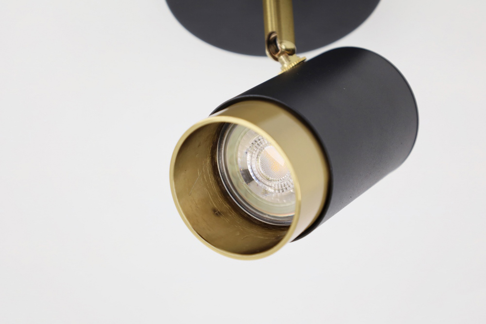 Elegante 1-lichts opbouwspot CAREGA rond | Zwart / Goud
