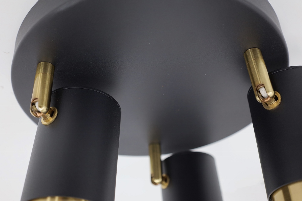 Elegante 3-lichts opbouwspot CAREGA rond | Zwart / Goud