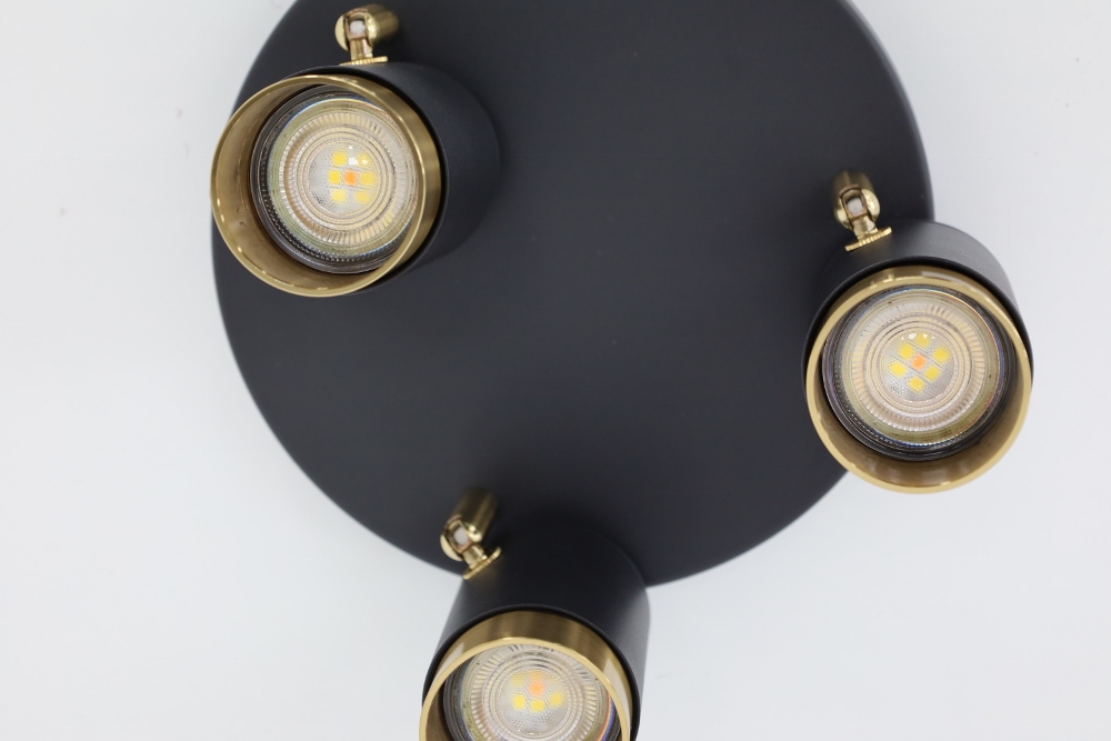 Elegante 3-lichts opbouwspot CAREGA rond | Zwart / Goud